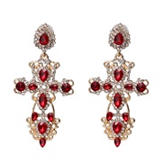 ( red)UR exaggerating earrings classic cross earring diamond