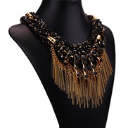 (SL   H black)occidental style exaggerating necklace  retro exaggerating gem diamond tassel multilayer short chain Korea