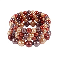 ( Brown)occidental style bangle  environmental leather three color high imitate Pearl bracelet
