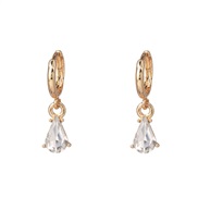 ( white)Korea geometry drop diamond super flicker earring buckle ear stud woman temperament all-Purpose flash diamond