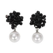 ( black) beads Pearl earrings  occidental style fashion big Pearl handmade earrings