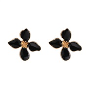 ( black) flowers earrings woman super enamel occidental style arring brief personality all-Purpose Korea ear stud