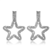( Silver)occidental style exaggerating geometry diamond star earrings female fashion Bohemia ear stud