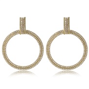 ( Gold)occidental style exaggerating geometry circle circle diamond Round earrings female fashion Bohemia ear stud