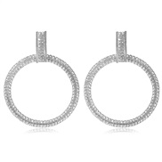 ( Silver)occidental style exaggerating geometry circle circle diamond Round earrings female fashion Bohemia ear stud