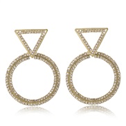 ( Gold)occidental style exaggerating geometry triangle diamond Round earrings female fashion Bohemia ear stud