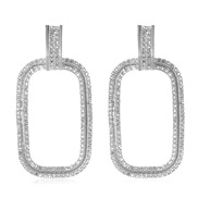 ( Silver)occidental style exaggerating geometry Oval diamond earrings female fashion Bohemia ear stud