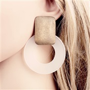 ( white)occidental style fashion exaggerating Wood leopard circle ear stud earrings earring