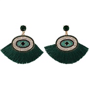 ( Style 1 green) Bohemia ethnic style trend tassel eyes earrings occidental style trend