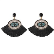 ( Style 1 black) Bohemia ethnic style trend tassel eyes earrings occidental style trend