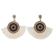 ( white) Bohemia ethnic style trend tassel eyes earrings occidental style trend