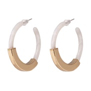 ( white)resin Acrylic plates gold Alloy buckle earrings earrings