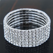 ( row ) Korean style fashion sweet Metal mosaic Rhinestone bride accessories elasticity woman personality bracelet