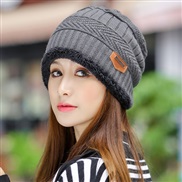 (  gray)knitting woman thick warm bag head Outdoor Korean style woolen hat