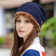 (  Navy blue)knitting woman thick warm bag head Outdoor Korean style woolen hat