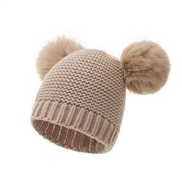 ( Beige)occidental style Double Autumn and Winter child hat lovely warm child woolen