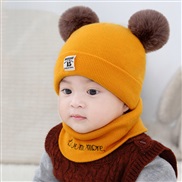 ( yellow)Winter lovely Double Baby hats two woolen knitting thick warm hat set