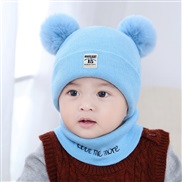 ( blue)Winter lovely Double Baby hats two woolen knitting thick warm hat set