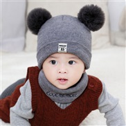( gray)Winter lovely Double Baby hats two woolen knitting thick warm hat set