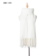 (GWB    white)occidental style autumn Winter tassel circle circle pure color scarf lady thick man shawl