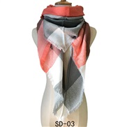 ( Tangerine)occidental style spring autumn Winter imitate sheep velvet Double surface Colorful grid triangle scarf lady 