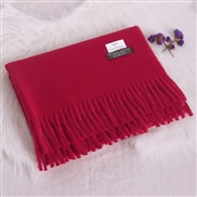 (  purplish red) thick pure color scarf lady autumn Winter warm Korean style all-Purpose tassel imitate sheep velvet