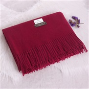 ( Burgundy) thick pure color scarf lady autumn Winter warm Korean style all-Purpose tassel imitate sheep velvet