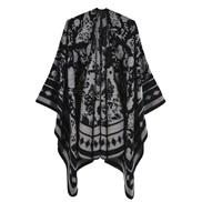 ( Black grey )lady scarf shawl creative fashion imitate sheep velvet Jacquard slit thick big warm shawl