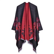 ( black  red )lady Double surface shawl occidental style fashion Jacquard slit thick warm slit shawl