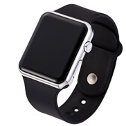 ( Silver Black)watchled square thn style style electronc watch sport student electronc watch