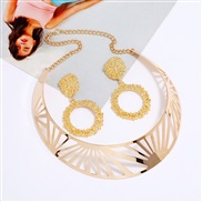 ( Gold)Metal Collar occidental style exaggerating short necklace earrings set fashion brief woman
