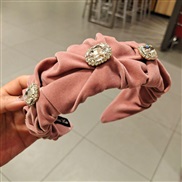 ( Pink)Korea high-end velvet Rhinestone eadband  fashion luxurious super flower eadband ing brief temperament woman