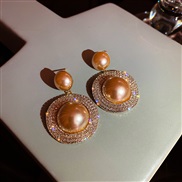 ( Silver needle  champagne)silver occidental style fashion exaggerating fully-jewelled Pearl earrings retro earring atmo