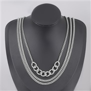 ( Silver) occidental style Alloy multilayer temperament brief necklace woman personality samll clavicle chainnecklace