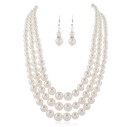 (Pearl )fashion fine Pearl set  occidental style temperament multilayer Pearl weave necklace earrings