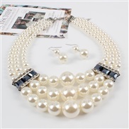 (Pearl )occidental style pure handmade imitate Pearl fashion exaggerating lady beads clavicle multilayer necklace