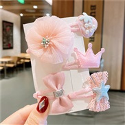 (   PinkSuit ) bow woman head Korean style Cloth crown children hair clip