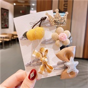 (   yellowSuit ) bow woman head Korean style Cloth crown children hair clip