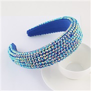 ( blue)occidental style super fully-jewelled eadband lady thick fashion width eadband pure color Cloth head belt