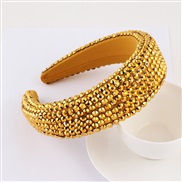 ( Gold)occidental style super fully-jewelled eadband lady thick fashion width eadband pure color Cloth head belt
