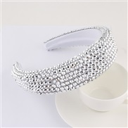 ( Silver)occidental style super fully-jewelled eadband lady thick fashion width eadband pure color Cloth head belt