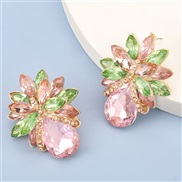 (green )fashion colorful diamond series Alloy diamond glass diamond flowers earring occidental style earrings womanins