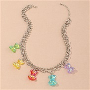 (NZ baik) occidental style fashion  woman transparent resin samll Five-pointed star necklace chain
