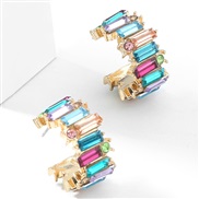 ( Golden color)fashion colorful diamond series Alloy diamond Acrylic personality brief Word earrings woman occidental st