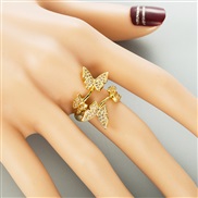 ( Opening adjustable)ins fashion high butterfly opening ring woman pure bronze embed zircon temperament