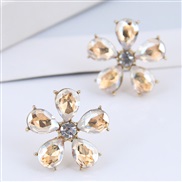 ( color ) Korean style fashion  concise luxurious gem flowers personality temperament ear stud