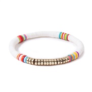 ( white)Bohemia ethnic style beads bracelet  multilayer beads color elasticity bangle
