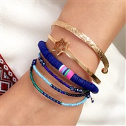 (SZ   sapphire blue (B_Y +B_Y+B))occidental style gold geometry bangle woman multilayer beads mash up color beads bracel