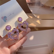 (Egold )silver color fully-jewelled love earrings woman exaggerating ear stud woman high Earring