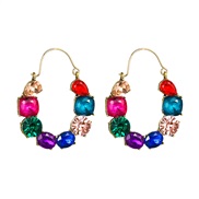 ( Color)occidental style exaggerating fashion Alloy diamond color Acrylic earrings woman temperament super fully-jewelle